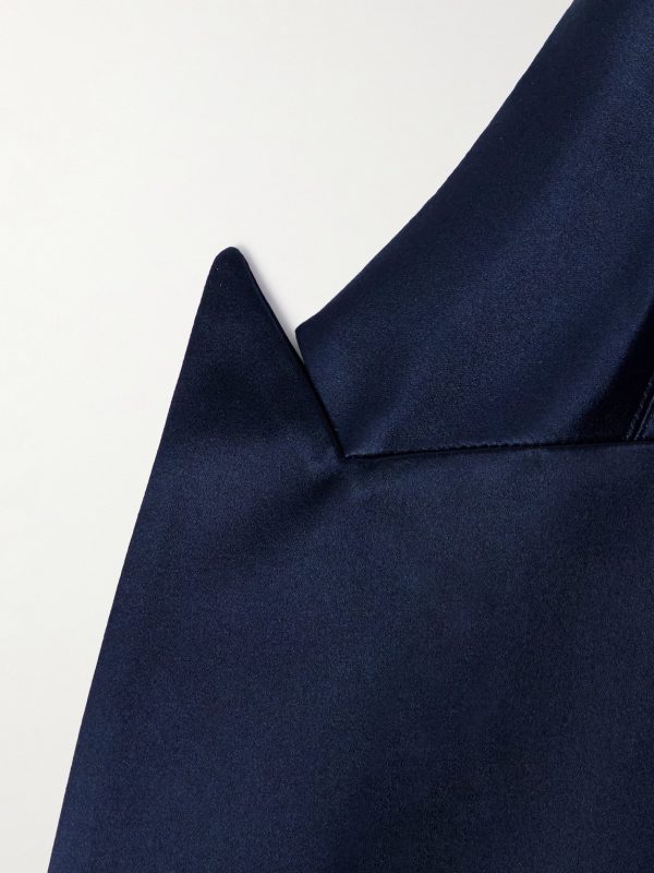 Double-Breasted Silk-Satin Suit Jacket - E1