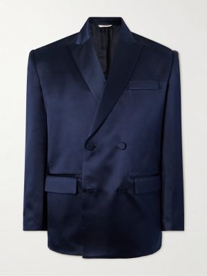 Double-Breasted Silk-Satin Suit Jacket Double-Breasted Silk-Satin Suit Jacket