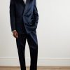Double-Breasted Silk-Satin Suit Jacket - OU