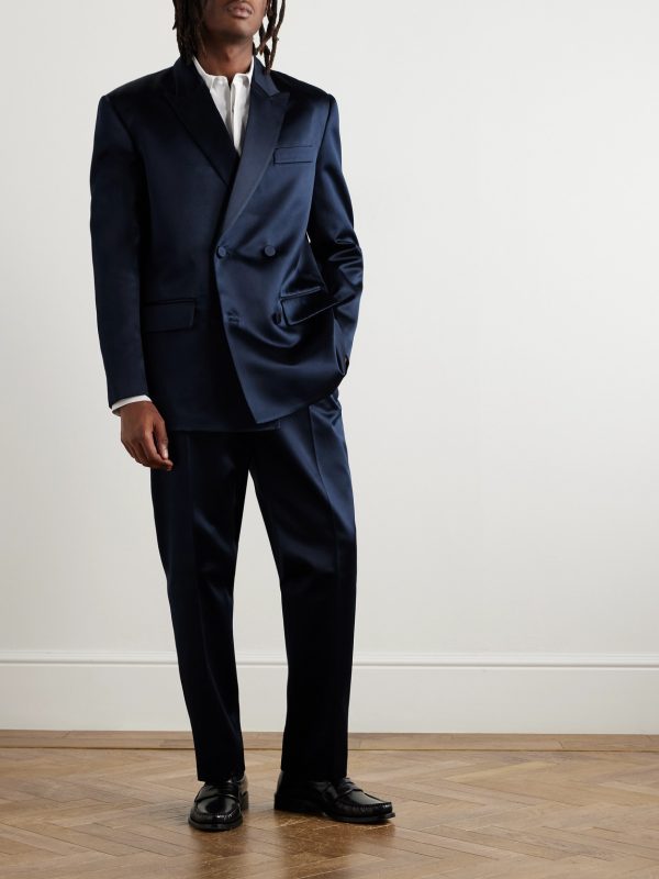 Double-Breasted Silk-Satin Suit Jacket - OU