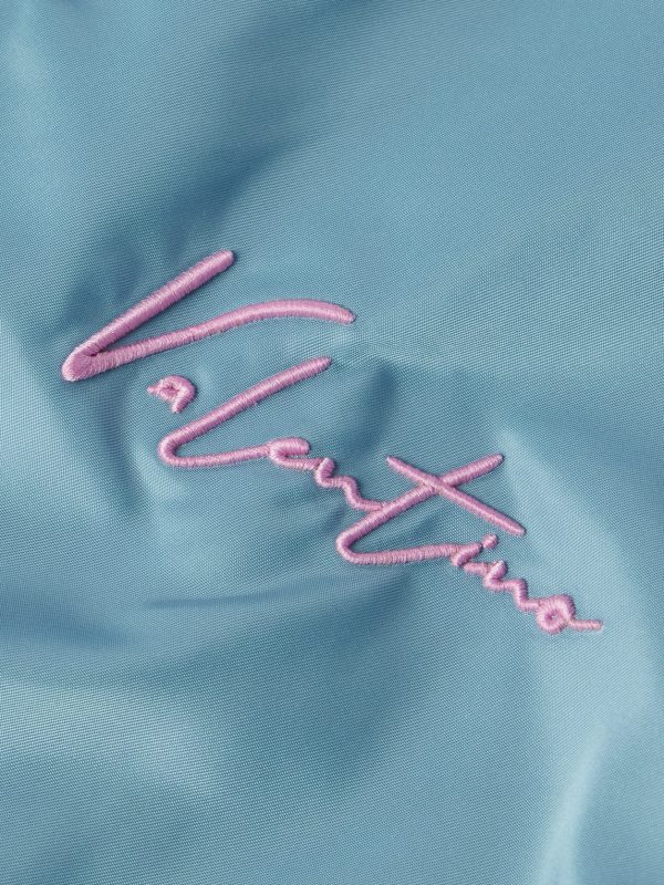 Logo-Embroidered Striped Shell Bomber Jacket - E1 Logo-Embroidered Striped Shell Bomber Jacket - E1