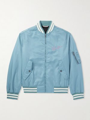 Logo-Embroidered Striped Shell Bomber Jacket Logo-Embroidered Striped Shell Bomber Jacket
