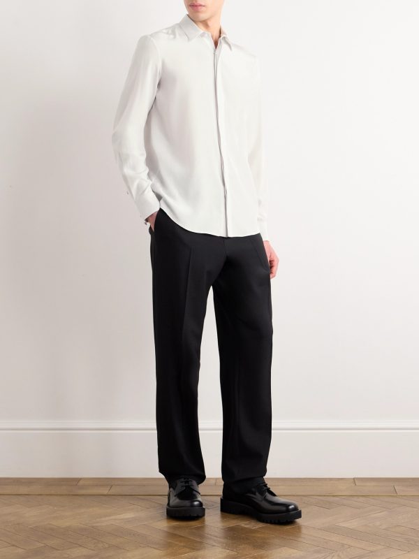 Slim-Fit Silk Crepe de Chine Shirt - OU Slim-Fit Silk Crepe de Chine Shirt - OU