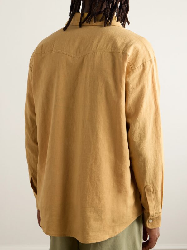 Button-Down Collar Embroidered Cotton and Linen-Blend Shirt - BK Button-Down Collar Embroidered Cotton and Linen-Blend Shirt - BK