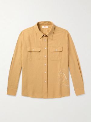 Button-Down Collar Embroidered Cotton and Linen-Blend Shirt Button-Down Collar Embroidered Cotton and Linen-Blend Shirt