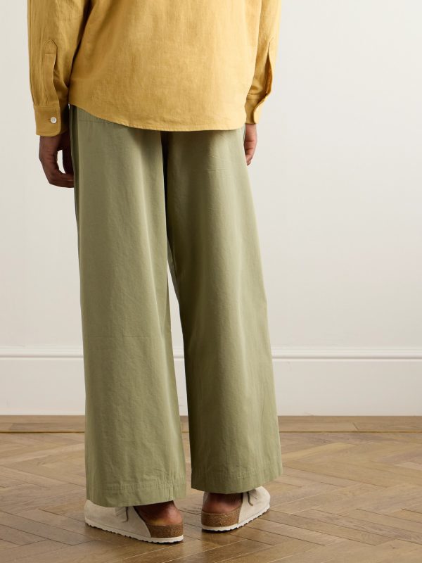 Wide-Leg Cotton-Canvas Drawstring Trousers - BK Wide-Leg Cotton-Canvas Drawstring Trousers - BK