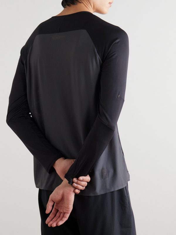 Performance Slim-Fit Stretch Recycled-Jersey and Mesh Top - BK Performance Slim-Fit Stretch Recycled-Jersey and Mesh Top - BK