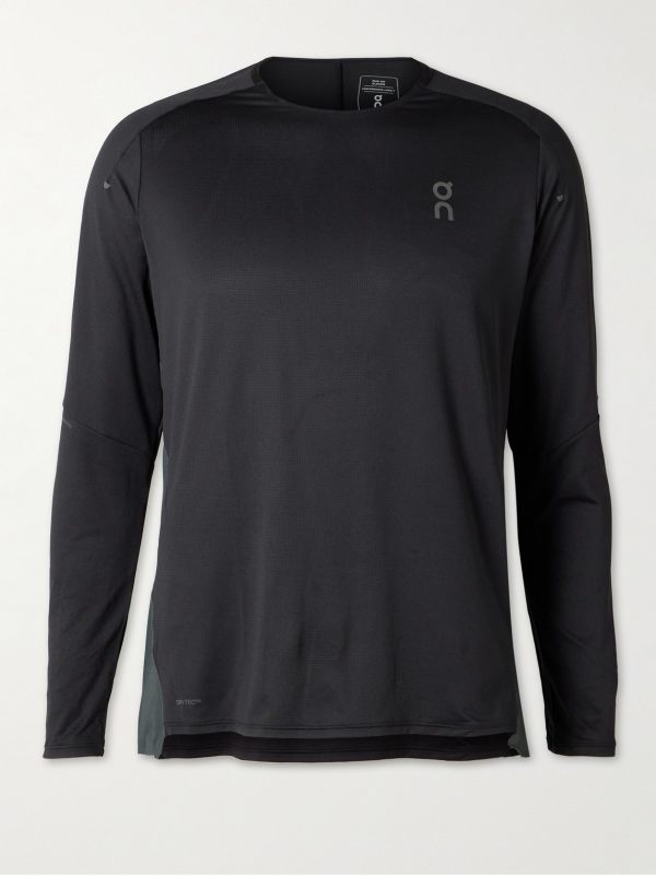 Performance Slim-Fit Stretch Recycled-Jersey and Mesh Top Performance Slim-Fit Stretch Recycled-Jersey and Mesh Top