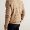 Logo-Embroidered Cable-Knit Wool and Cashmere-Blend Half-Zip Sweater - BK Logo-Embroidered Cable-Knit Wool and Cashmere-Blend Half-Zip Sweater - BK