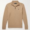 Logo-Embroidered Cable-Knit Wool and Cashmere-Blend Half-Zip Sweater Logo-Embroidered Cable-Knit Wool and Cashmere-Blend Half-Zip Sweater
