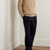 Logo-Embroidered Cable-Knit Wool and Cashmere-Blend Half-Zip Sweater - OU Logo-Embroidered Cable-Knit Wool and Cashmere-Blend Half-Zip Sweater - OU