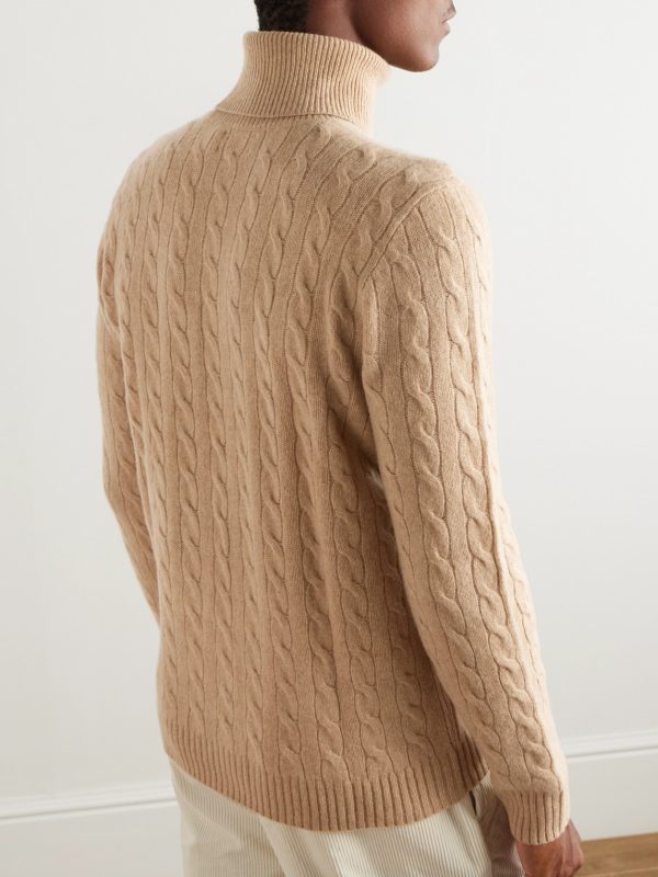 Cable-Knit Wool and Cashmere-Blend Rollneck Sweater - BK