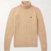 Cable-Knit Wool and Cashmere-Blend Rollneck Sweater