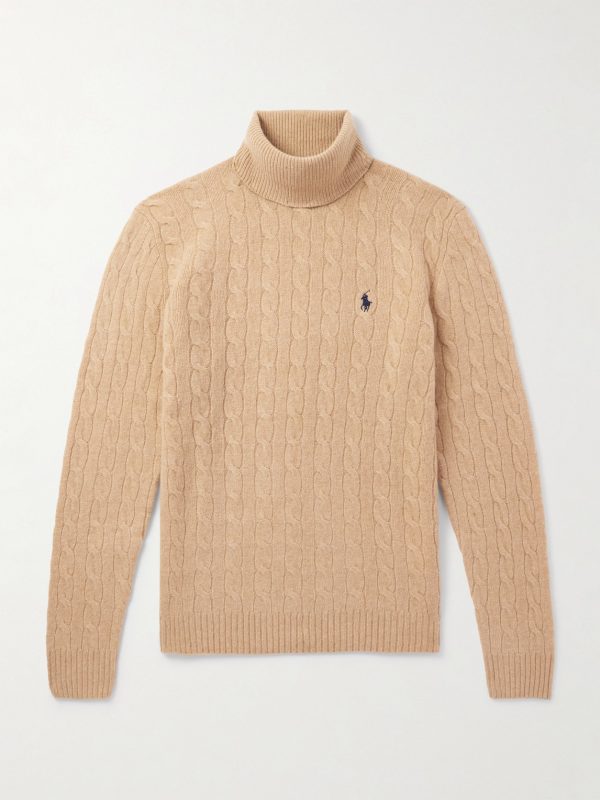 Cable-Knit Wool and Cashmere-Blend Rollneck Sweater