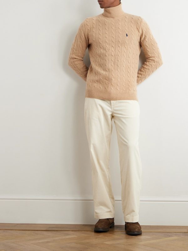 Cable-Knit Wool and Cashmere-Blend Rollneck Sweater - OU
