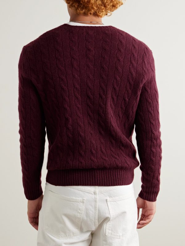 Slim-Fit Cable-Knit Wool and Cashmere-Blend Sweater - BK Slim-Fit Cable-Knit Wool and Cashmere-Blend Sweater - BK