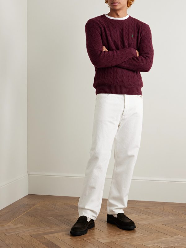 Slim-Fit Cable-Knit Wool and Cashmere-Blend Sweater - OU Slim-Fit Cable-Knit Wool and Cashmere-Blend Sweater - OU