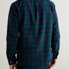 Button-Down Collar Logo-Embroidered Checked Brushed-Cotton Oxford Shirt - BK Button-Down Collar Logo-Embroidered Checked Brushed-Cotton Oxford Shirt - BK