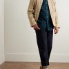 Button-Down Collar Logo-Embroidered Checked Brushed-Cotton Oxford Shirt - OU Button-Down Collar Logo-Embroidered Checked Brushed-Cotton Oxford Shirt - OU