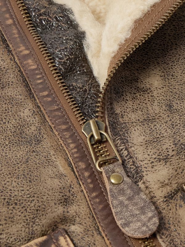 Distressed Shearling Bomber Jacket - CU Distressed Shearling Bomber Jacket - CU