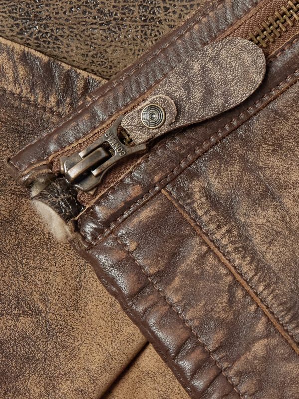 Distressed Shearling Bomber Jacket - E1 Distressed Shearling Bomber Jacket - E1