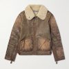 Distressed Shearling Bomber Jacket Distressed Shearling Bomber Jacket