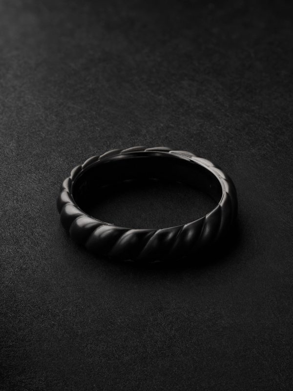 Sculpted Cable Titanium Ring - BK