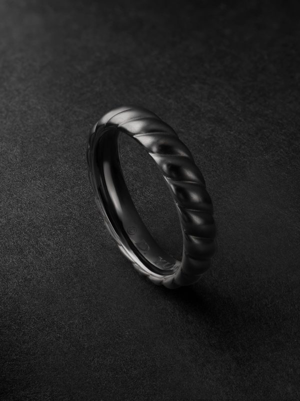 Sculpted Cable Titanium Ring