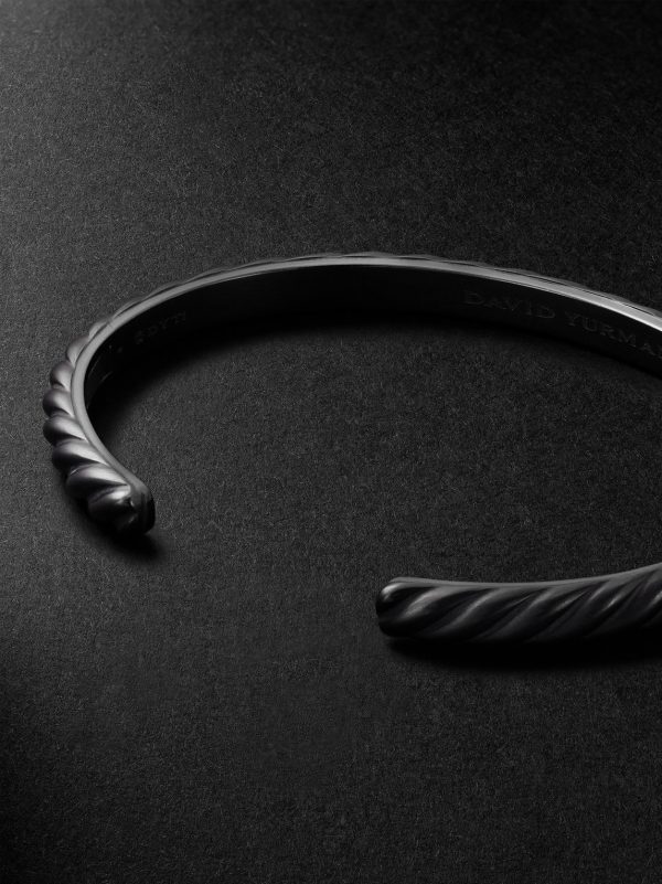 Sculpted Cable Titanium Diamond Cuff - BK Sculpted Cable Titanium Diamond Cuff - BK