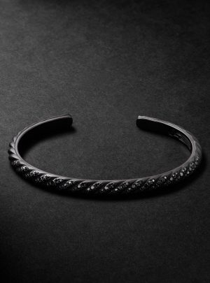 Sculpted Cable Titanium Diamond Cuff Sculpted Cable Titanium Diamond Cuff