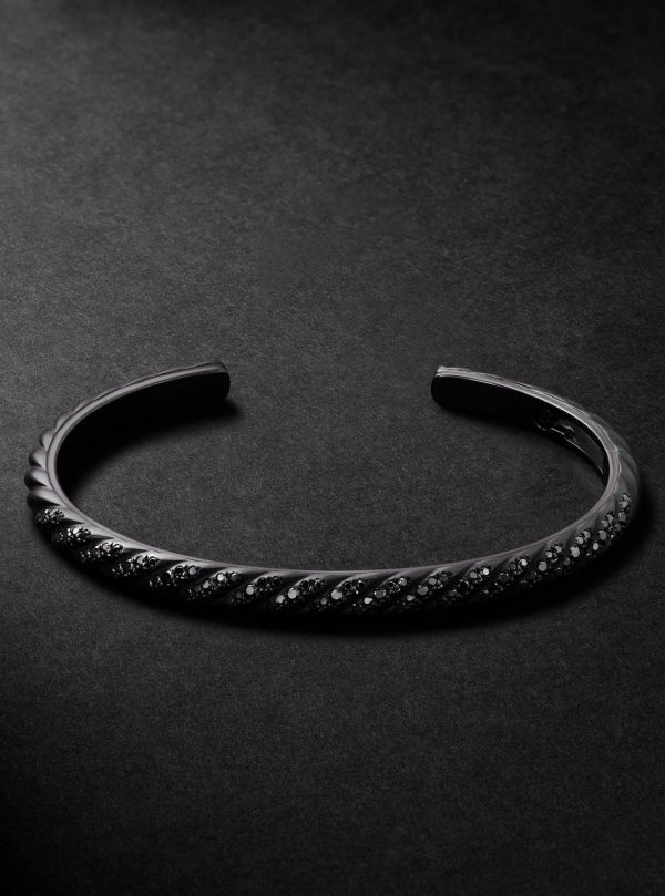 Sculpted Cable Titanium Diamond Cuff Sculpted Cable Titanium Diamond Cuff