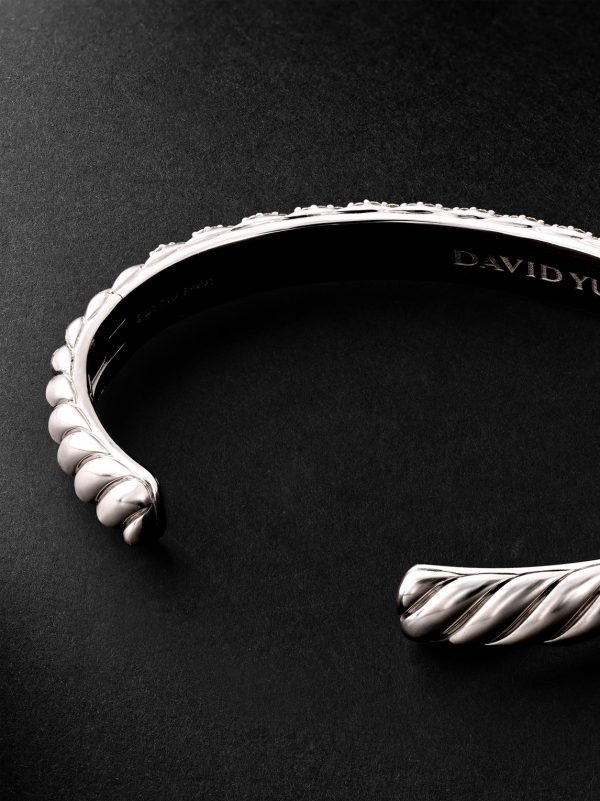 Sculpted Cable 18-Karat White Gold Diamond Cuff - BK Sculpted Cable 18-Karat White Gold Diamond Cuff - BK