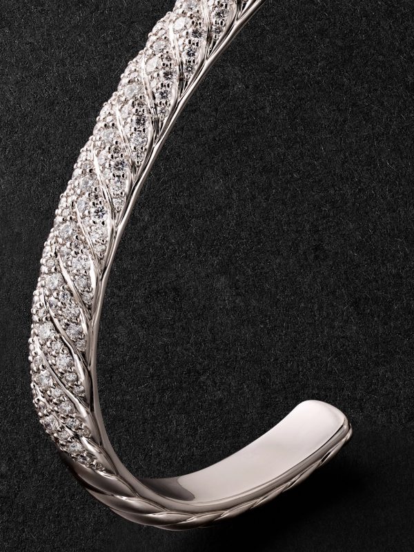 Sculpted Cable 18-Karat White Gold Diamond Cuff - CU Sculpted Cable 18-Karat White Gold Diamond Cuff - CU