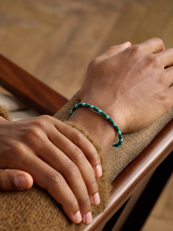 Spiritual Beads 18-Karat Gold, Malachite and Turquoise Beaded Bracelet - FR Spiritual Beads 18-Karat Gold, Malachite and Turquoise Beaded Bracelet - FR