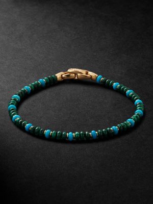 Spiritual Beads 18-Karat Gold, Malachite and Turquoise Beaded Bracelet Spiritual Beads 18-Karat Gold, Malachite and Turquoise Beaded Bracelet