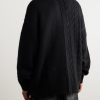 Oversized Cable-Knit and Ribbed Alpaca-Blend Cardigan - BK Oversized Cable-Knit and Ribbed Alpaca-Blend Cardigan - BK