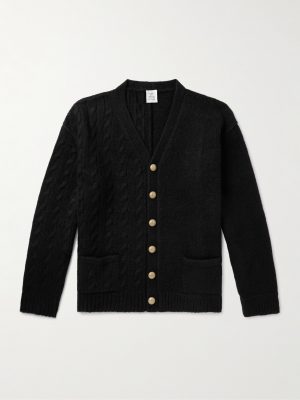 Oversized Cable-Knit and Ribbed Alpaca-Blend Cardigan Oversized Cable-Knit and Ribbed Alpaca-Blend Cardigan