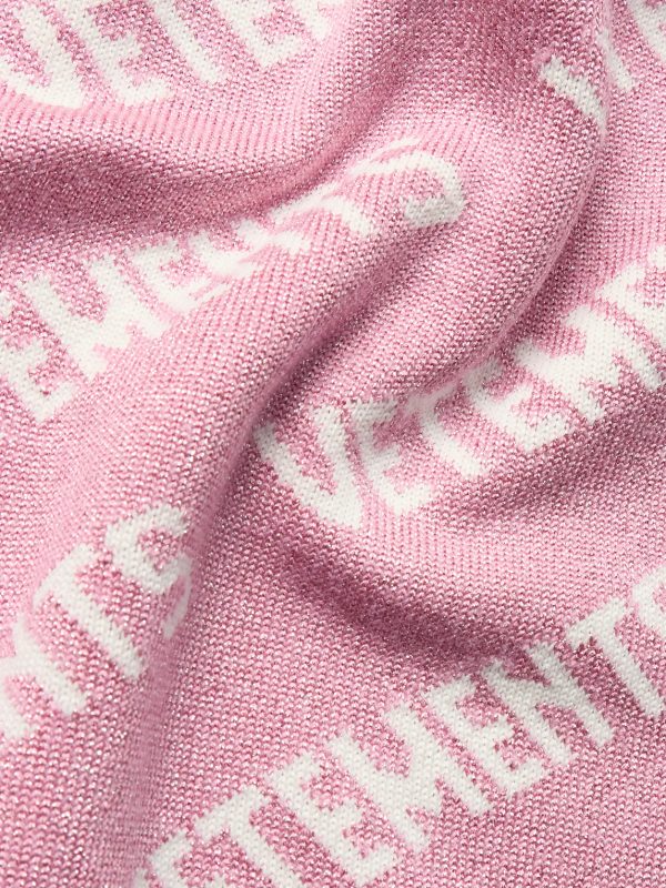 Oversized Logo-Intarsia Metallic Knitted Sweater - CU