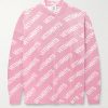 Oversized Logo-Intarsia Metallic Knitted Sweater