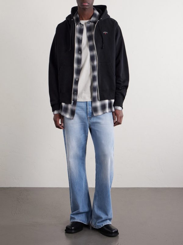 Logo-Embroidered Cotton-Jersey Zip-Up Hoodie - OU