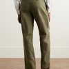 Straight-Leg Pleated Herringbone Cotton Trousers - BK