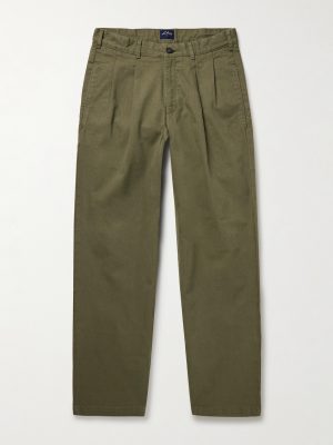 Straight-Leg Pleated Herringbone Cotton Trousers Straight-Leg Pleated Herringbone Cotton Trousers
