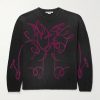 Kawii Cyber Logo-Flocked Distressed Metallic Cotton-Blend Sweater Kawii Cyber Logo-Flocked Distressed Metallic Cotton-Blend Sweater