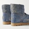 Shearling-Lined Trompe L'oeil Suede Boots - BK Shearling-Lined Trompe L'oeil Suede Boots - BK