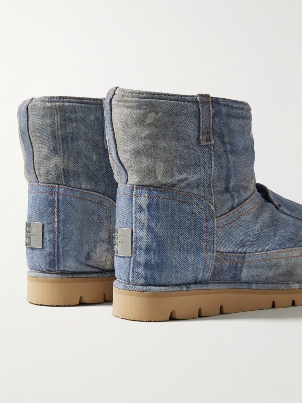 Shearling-Lined Trompe L'oeil Suede Boots - BK Shearling-Lined Trompe L'oeil Suede Boots - BK