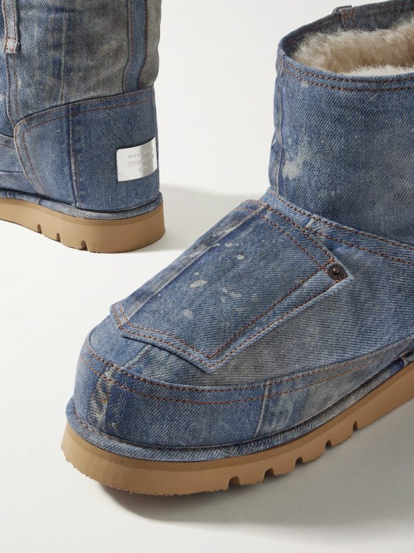 Shearling-Lined Trompe L'oeil Suede Boots - CU Shearling-Lined Trompe L'oeil Suede Boots - CU