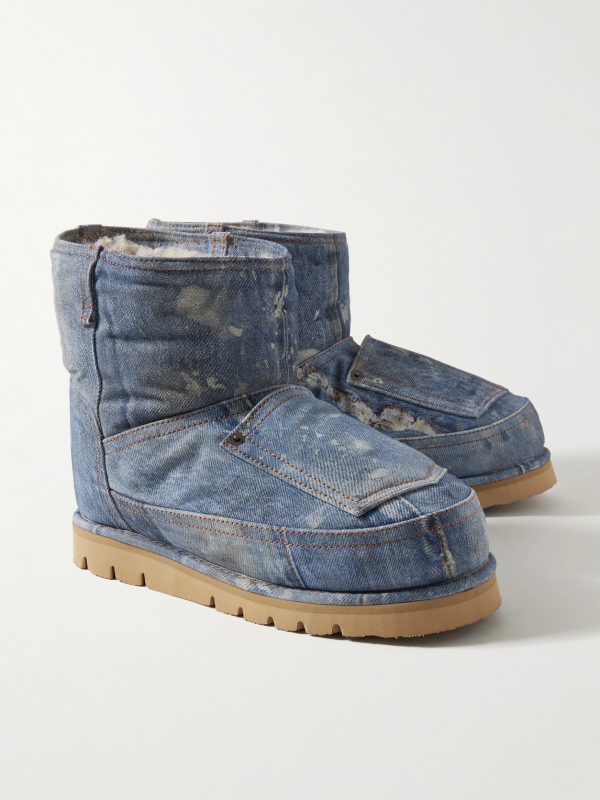 Shearling-Lined Trompe L'oeil Suede Boots - FR Shearling-Lined Trompe L'oeil Suede Boots - FR