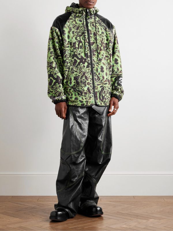 Lorgata Wide-Leg Panelled Logo-Embroidered Leather Trousers - OU