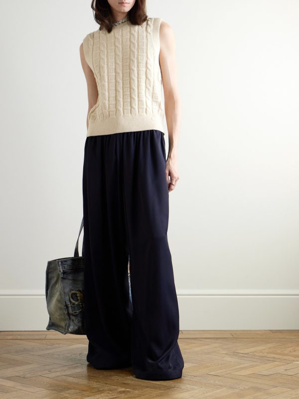 Wide-Leg Woven Sweatpants - OU