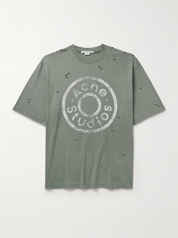 Exford Distressed Logo-Print Cotton-Blend Jersey T-Shirt Exford Distressed Logo-Print Cotton-Blend Jersey T-Shirt